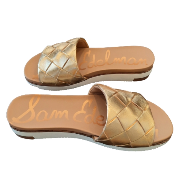 Sam Edelman Shoes - Sam Edelman Women's Adaley Gold Leaf Slides Size 10
